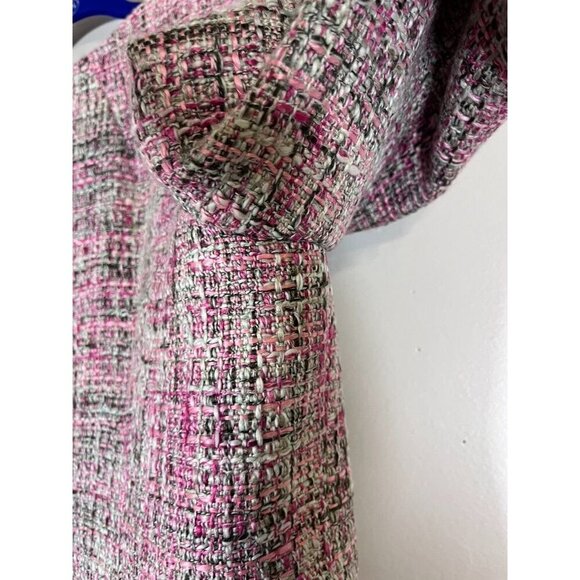 INC Tweed Blazer XL Pink Old Money Preppy Luxury Y2K Lined Fringe Ruffle Career - Picture 11 of 14